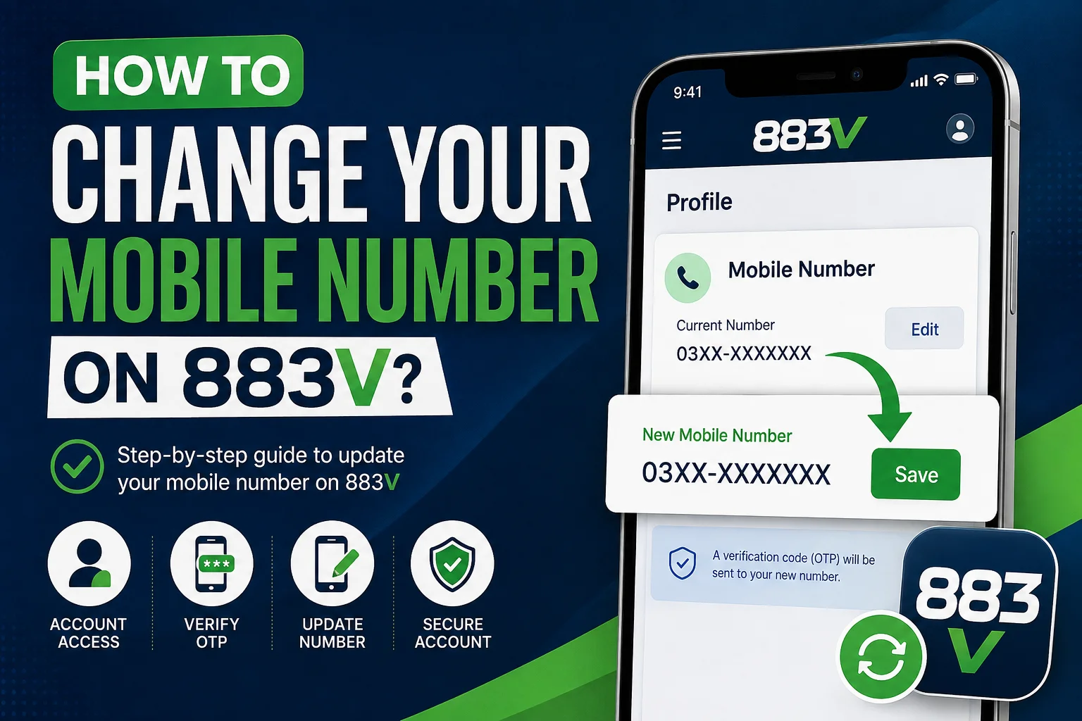how to change mobile number on 883v